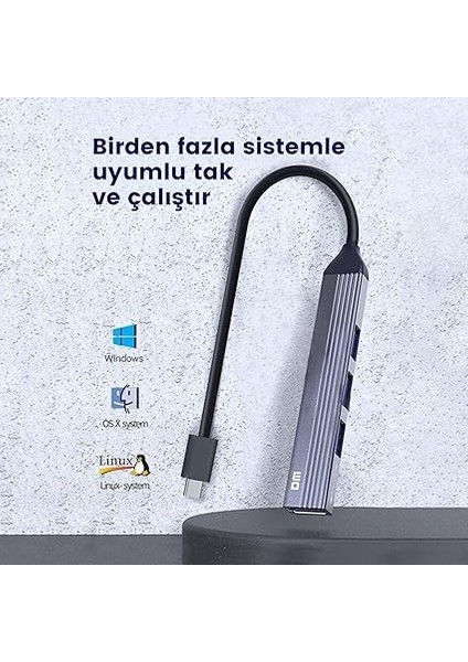 CHB057 USB Type-C To 4 Portlu 3*usb 2.0 1*usb 3.0 Hub Çoklayıcı 1 Metre indirimleri