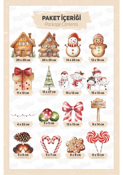 Sevimli Kurabiyeler ve Kardan Adamlar Sticker Seti, Yılbaşı Sticker Seti, Yılbaşı Pencere ve Duvar Sticker Seti modelleri