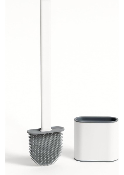 Yapıştırılabilir Tuvalet Fırçası, Silikon Klozet Temizleme Seti, Duvar Tipi Askılı, Kompakt Tasarım, Koku Önleyici, Esnek Uçlu, Hijyenik Fırçası