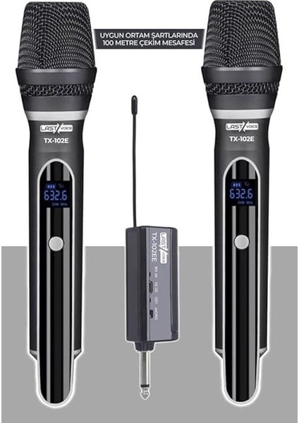 TX-102EE Şarjlı Çiftli El Tipi Telsiz Kablosuz Mikrofon Seti Uhf fiyatları