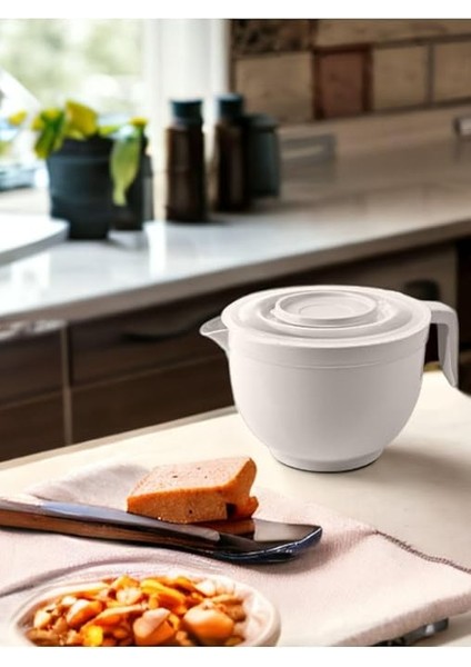 Home Karıştırma Kabı & Mikser Kase Kapaklı Mikser Kase 3 Litre Çırpma Kabı Krem fırsatları
