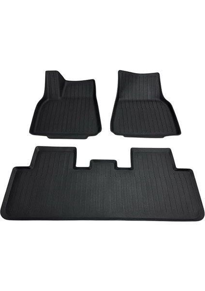 Ile Uyumsuzdur!) Yeni Paspas 3'lü Set Li Parts Tesla Model Y Fit Kalıp Premium Yeni Tpe 3D Havuzlu Paspas Seti (Enjeksiyon Teknolojili), 4 mm Kalınlık