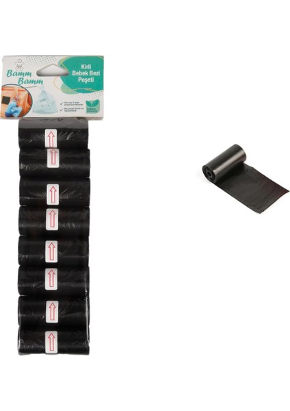 Bamm Bamm Kirli Bebek Bezi Poşeti Çanta Boy Siyah 8 Rulo (120 Adet) fiyatları