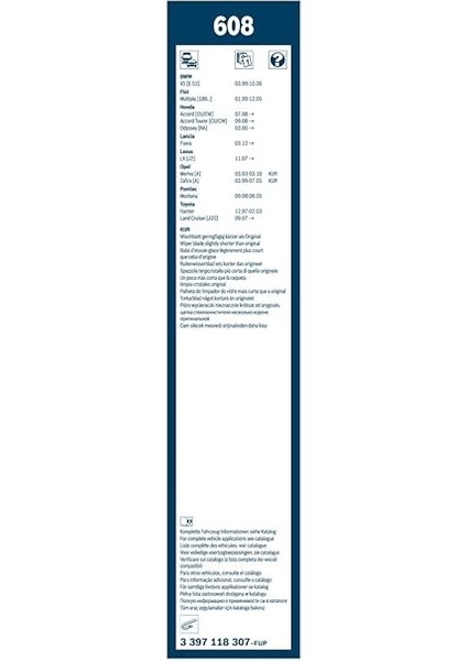 Twin Silecek Seti Bmw X5 E53 (2000-2006), Toyota Land Cruiser 100 (1998-2007), Land Cruiser 200 (2007-2012) [600/550 Mm] 608 3397118307 modelleri