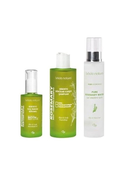 Bade Natural Biberiye Dökülme Karşıtı ve Güçlendirici Komple Saç Bakım Seti modelleri