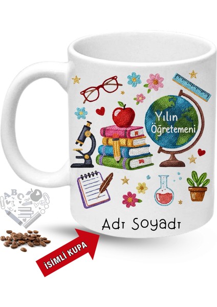 Öğretmenler Günü Hediyesi Isimli Baskılı Porselen Kupa Bardak-1 fiyatları