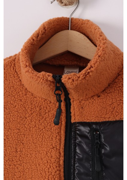 Çocuk Lastik Manşetli Fermuarlı Unisex Kuzu Wellsoft Peluş Ceket modelleri