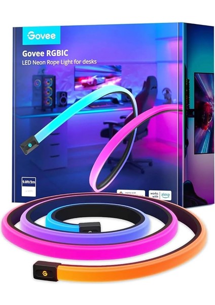 Neon Masa Şeridi 3 Metre – Renkli LED Işıklar, Kolay Kurulum, Ayarlanabilir Parlaklık, Dekoratif ve Enerji Tasarruflu