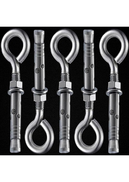 Kancalı Çelik Dübel M10 Salıncak Boks Torbası Avize Için Gömlekli Kapalı Ağız Kanca 5 Adet