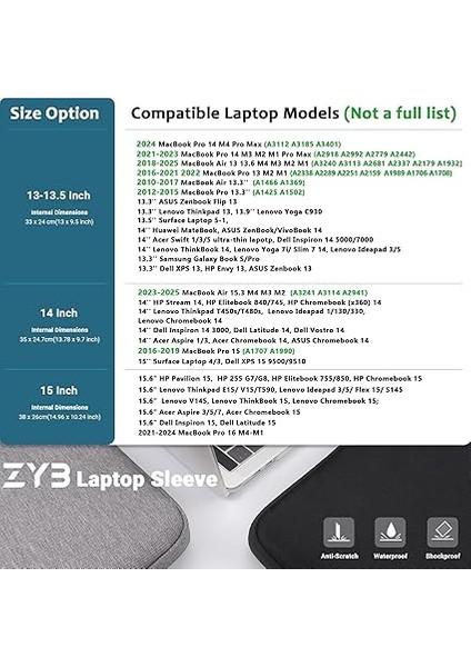 14 Inç Dizüstü Bilgisayar Çantası, Dizüstü Bilgisayar Kılıfı, 14 Inç Çanta, 2023 2024 MacBook Air 15 M3 M2,14 Inç Notebook Lenovo Thinkpad Ideapad Chromebook Hp Acer Dell, 15 Inç Surface, Mac Pro fiyatları