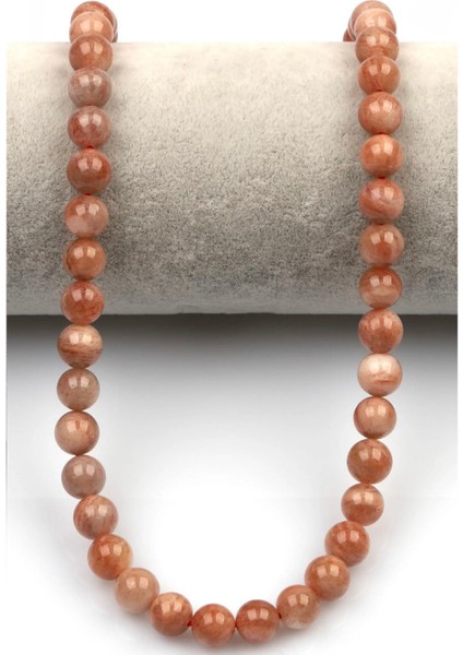 Güneş Taşı 8 mm Doğal Taş Dizi Kolye - Paslanmaz Çelik Aparatlı fiyatları