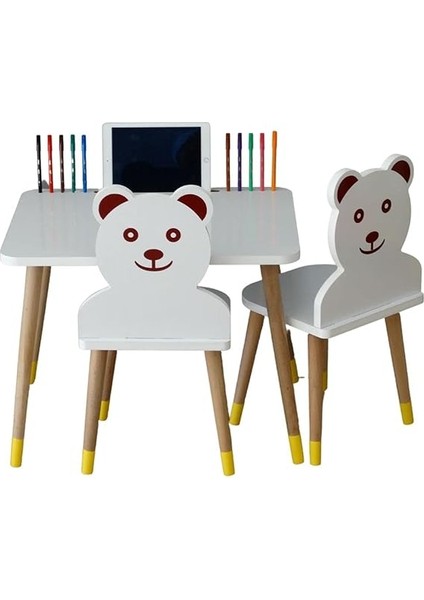 Aktivite Oyun Masa Sandalye Takımı -Tablet -Telefon -Kalem Yeri Olup Yaz Sil Yüzey Özellikli-Ayıcıklı Sandalye 2li 1masa modelleri