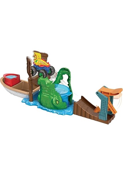 Wheels Monster Trucks Renk Değiştiren Araçlar Timsahtan Kaçış Oyun Seti, 4 Yaş ve Üzeri, HGV14 modelleri