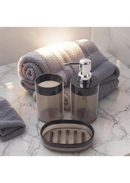 Akrilik 3'lü Banyo ve Lavabo Seti - Diş Fırçalık, Sıvı Sabunluk ve Katı Sabunluk - Şık, Dayanıklı, Modern Banyo Organizeri (Asorti) modelleri