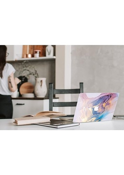 MacBook Air 13.5" 2022 Release A2681 M2 ile Uyumlu Kılıf, Dokunmatik Kimlikli Mermer Desenli Tasarım Ince Koruyucu Plastik Sert Kabuk Kılıf ve Hava 13,7 Inç Klavye Kapağı fırsatları