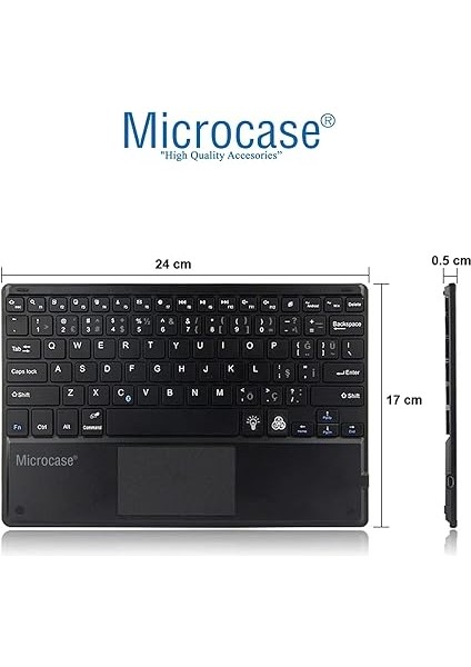 Tablet ve Telefonlar Için Rgb Işık Şarjlı Touchpadli Türkçe Bluetooth Klavye 24 cm - AL2897 fiyatları