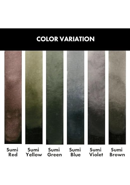 Gansai Tambi Sumı Renkleri, 6 Renk Seti, Suluboya Boya Seti, Kaligrafi, Illüstrasyonlar, Fırça Yazıları, Fineart ve Daha Fazlası Için Ideal, Siyah Sumi Mürekkep Rengi, Japonya'da Üretilmiştir fiyatları