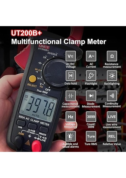 Ölçüm Pensesi, Unı-T UT200B+ Akım Pensesi Ac Akım True Rms Akım Ölçüm Cihazı Otomatik Ranging Ac/dc Gerilim, Ac Akım, Direnç, Diyot, Kapasite, Süreklilik Için Canlı Tel Algılama fiyatları