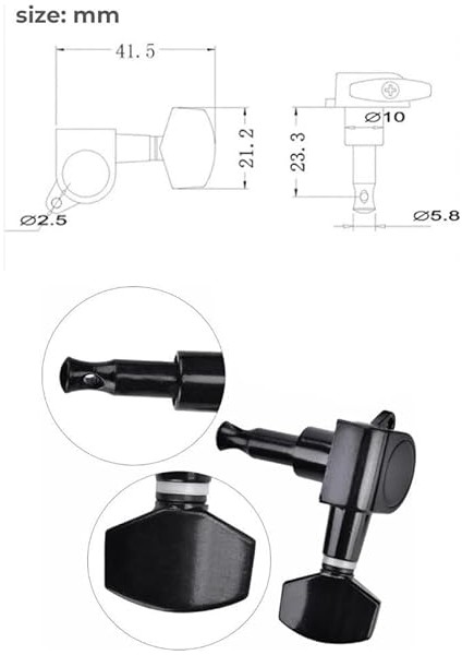 Ab1-Bk Akustik Gitar Kaliteli Burgu Takımı Yedek Parça Siyah Renk fiyatları