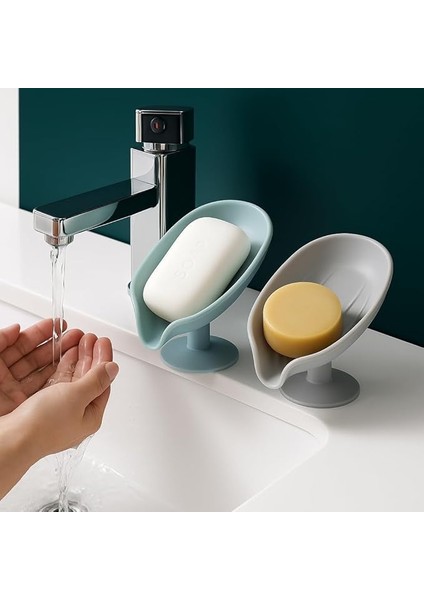 Su Giderli Sabunluk, Yaprak Şeklinde Katı Sabunluk Lavabo Üstü Güçlü Vantuz Özellikli
