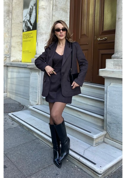 Acı Kahve Süet Elbise Ceket Takım - 242467 indirimleri