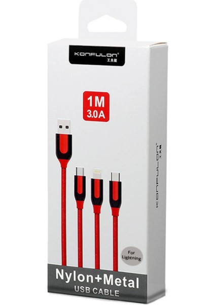 Mtxdpn Konfulon S51 Lightning Kablo Iphone Uyumlu 1m 3A - Siyah fiyatları