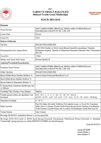 Protıent Qualıty K – %25 Potasyum (K₂o) – Meyve Renklenmesini ve Kalitesini Artıran Sıvı Gübre | 1 Litre | Profesyonel Tarım Için Kalite Artırıcı indirimleri
