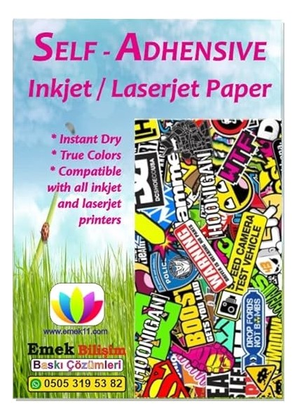 ve Laser Uyumlu Sticker Güçlü Yapışkanlı 50 Adet A4 Etiket Kağıdı Mat Yüzeyli 120GSM fiyatları