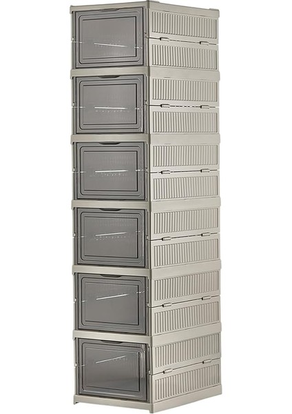 6 Katlı, Katlanabilir Ayakkabılık, Taşınabilir Çok Amaçlı, Geniş, Katlanabilir Dolap ve Raf, Katlanır Taşınabilir Premium Portatif Organizer Ayakkabılık (25,5cm x 34,5cm x 105,5CM) (Toprak)
