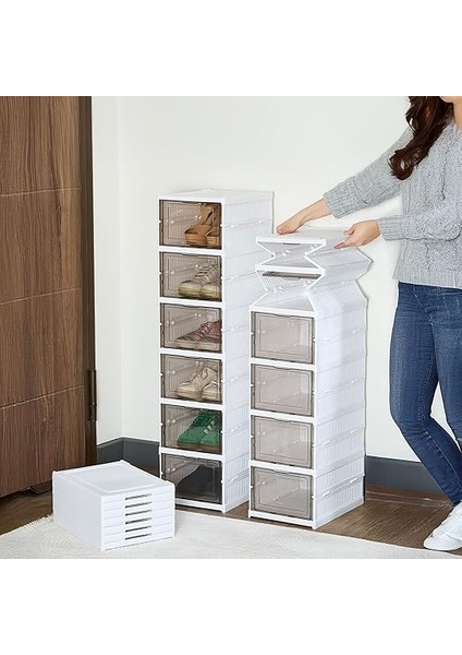 6 Katlı, Katlanabilir Ayakkabılık, Taşınabilir Çok Amaçlı, Geniş, Katlanabilir Dolap ve Raf, Katlanır Taşınabilir Premium Portatif Organizer Ayakkabılık (25,5cm x 34,5cm x 105,5CM) (Toprak) fırsatları