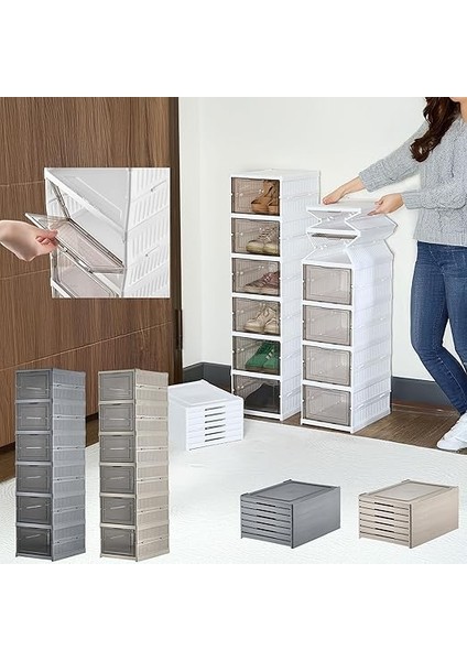 6 Katlı, Katlanabilir Ayakkabılık, Taşınabilir Çok Amaçlı, Geniş, Katlanabilir Dolap ve Raf, Katlanır Taşınabilir Premium Portatif Organizer Ayakkabılık (25,5cm x 34,5cm x 105,5CM) (Toprak) indirimleri