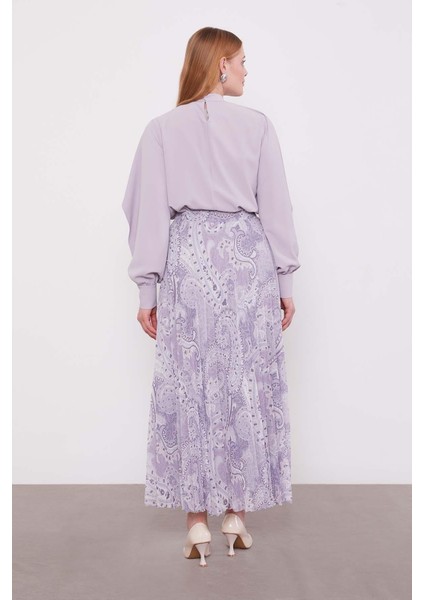 Lila Etnik Desen Piliseli Etek fırsatları