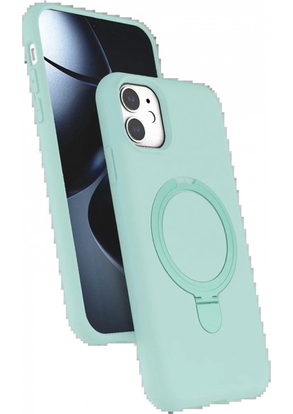 Apple iPhone 11 Regal Magsafe Standlı Kapak - Su Yeşili