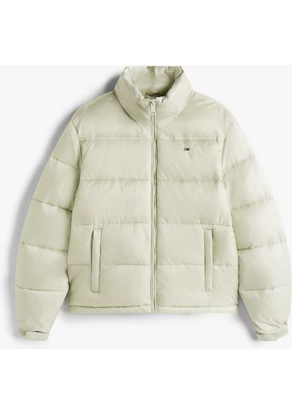 Kadın Dik Yaka Crop Şişme Mont - Açık Yeşil