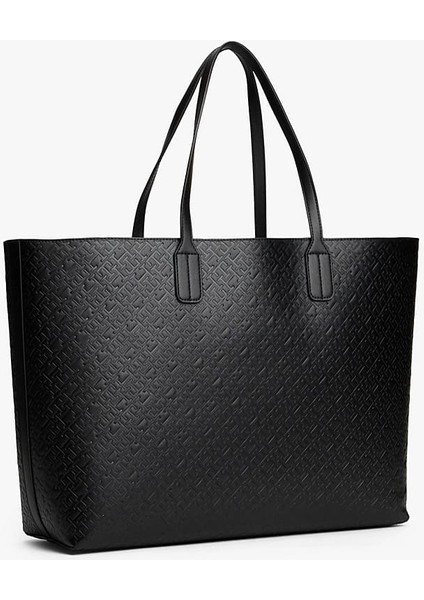 Kadın Gofre Monogram Desenli Cüzdanlı Omuz Çantası - Siyah fiyatları