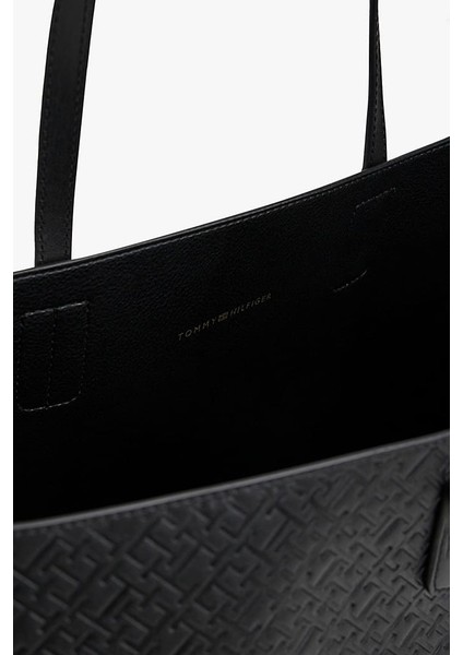 Kadın Gofre Monogram Desenli Cüzdanlı Omuz Çantası - Siyah modelleri