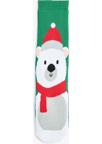 Pamuklu Yılbaşı Temalı Kalın Soket Çorap