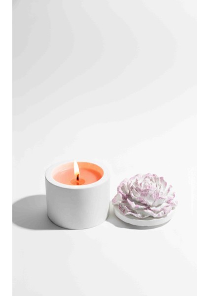 El Yapımı Kokulu Dekoratif Mum – Kapaklı Çiçek Desenli Beton Kutu | Romantik Pembe | Hediye ve Dekor Için Özel Tasarım fırsatları