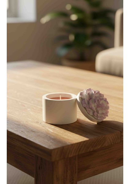 El Yapımı Kokulu Dekoratif Mum – Kapaklı Çiçek Desenli Beton Kutu | Romantik Pembe | Hediye ve Dekor Için Özel Tasarım indirimleri