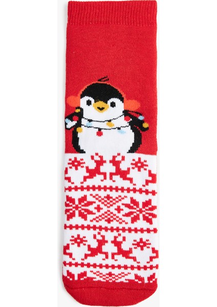Penguen Detaylı Pamuklu Havlu Çorap