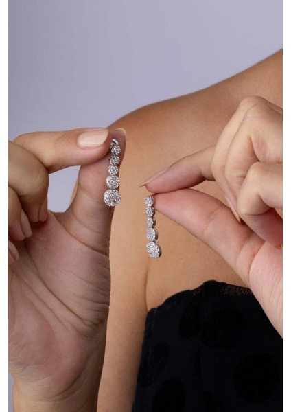 Süzme Su Yolu Rodyum Kaplama 925 Ayar Gümüş Küpe modelleri