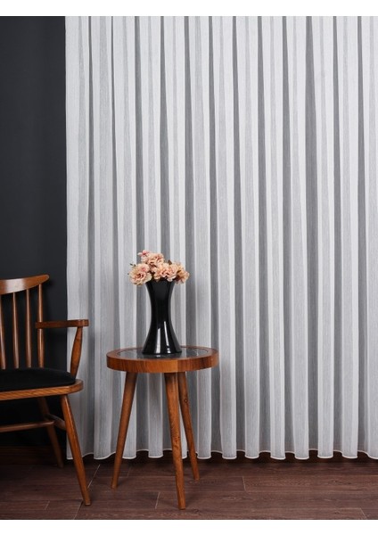 Ozi Yeni Sezon Çizgili Örme Tül Perde (1/3 Sık Pile) fırsatları