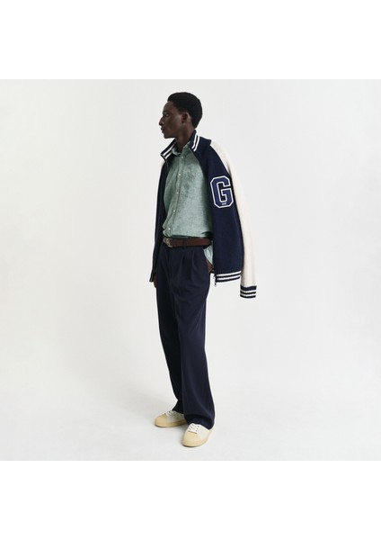 Erkek Yeşil Regular Fit Düğmeli Yaka Keten Gömlek fırsatları