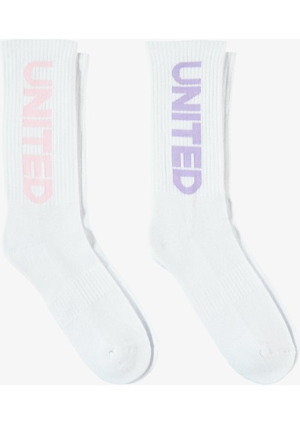 Unıted4 Classic Kadın Beyaz 2'li Çorap