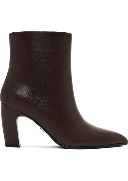 Kadın Kahverengi Kalın Topuklu Deri Bot 25WFD491118