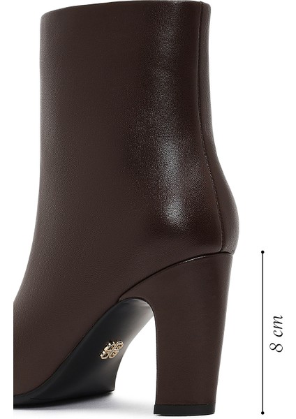 Kadın Kahverengi Kalın Topuklu Deri Bot 25WFD491118 fiyatları