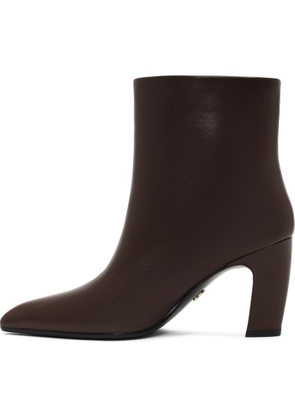 Kadın Kahverengi Kalın Topuklu Deri Bot 25WFD491118 fırsatları