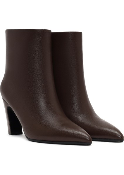 Kadın Kahverengi Kalın Topuklu Deri Bot 25WFD491118 indirimleri