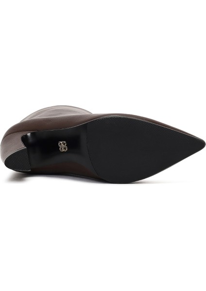 Kadın Kahverengi Kalın Topuklu Deri Bot 25WFD491118