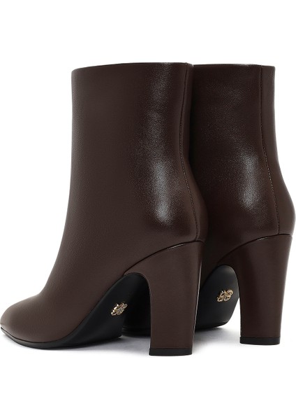 Kadın Kahverengi Kalın Topuklu Deri Bot 25WFD491118